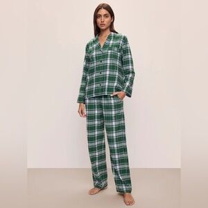 EBERJEY Flannel Long PJ Set Tartan Plaid Forest Green